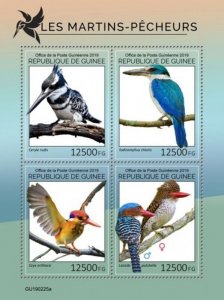 Guinea - 2019 Kingfishers on Stamps - 4 Stamp Sheet - GU190225a