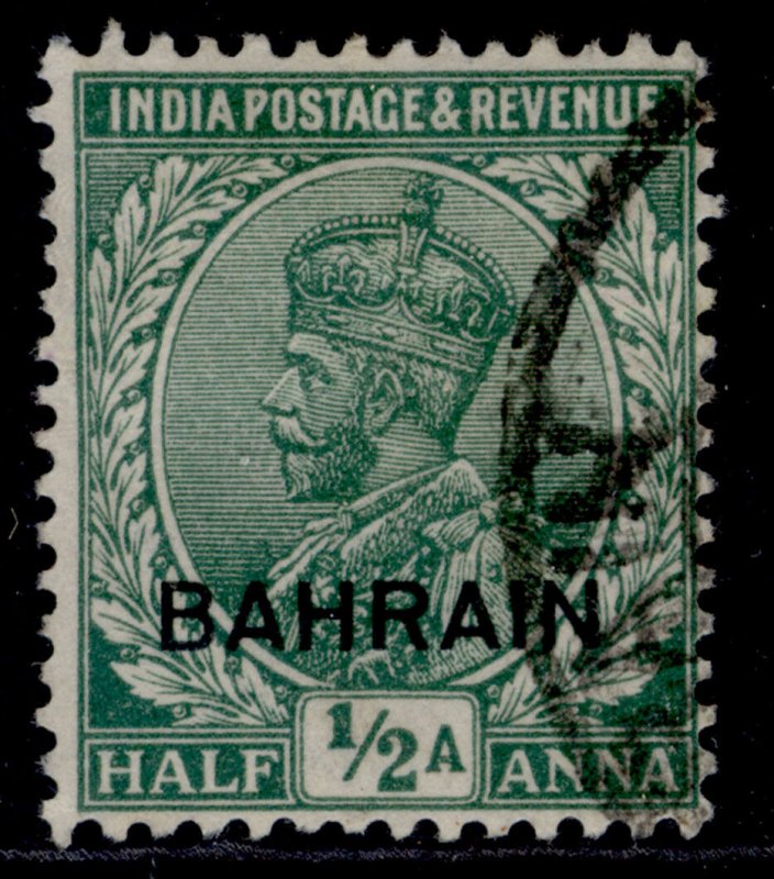 BAHRAIN GV SG2, ½a green, FINE USED.