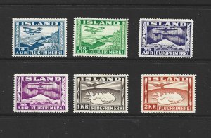 ICELAND - 1934 AIR POST VARIOUS SCENES - SCOTT C15 TO C20 - MH