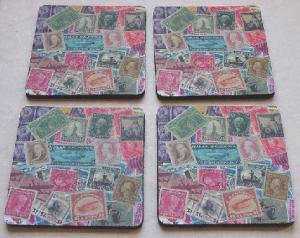 U.S. Collage Stamp Coaster Set (Free Shipping)