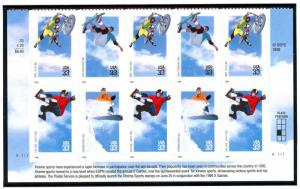 US  3321-24  Extreme Sports 33c - Lower Plate Block of 10 - MNH - V1111  LML