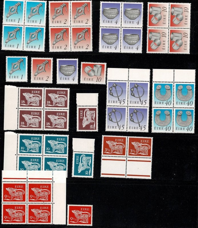 Ireland mint NH definitives with blocks