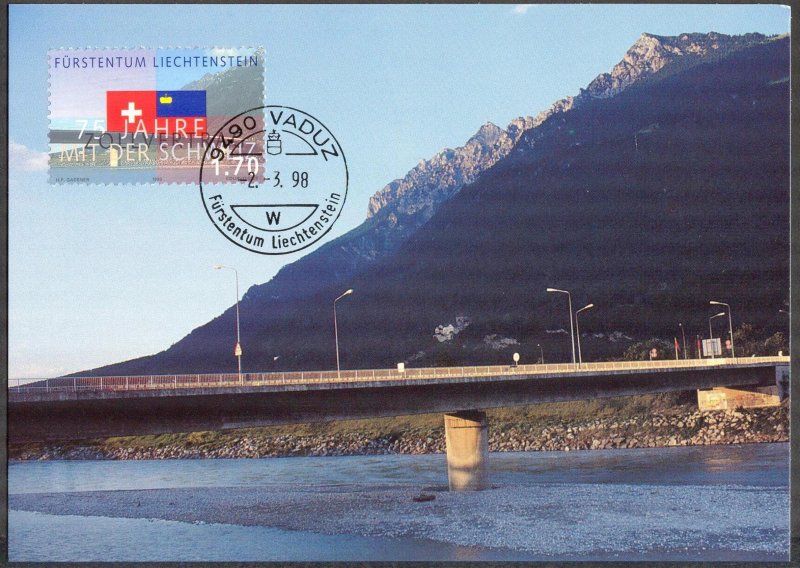 Liechtenstein 1998 Customs Treaty with Switzerland Maxi Card FDC