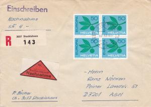 Switzerland 1965 50c Block Europa on Registered Air Mail Cover Sent To Germany.
