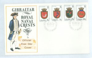 Gibraltar 474-477 1985 royal naval crests, set of 4 on cacheted, unaddressed fd cover