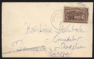 USA 1893 5c Columbian Sc234 Cover Cedar Falls Iowa Denmark 112102