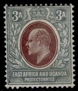 EAST AFRICA and UGANDA EDVII SG22, 3a brown-purple & green, M MINT.