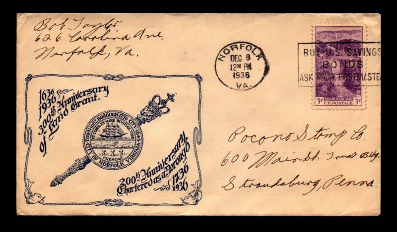 1936 300th Anniversary of Virginia Land Grant Event Cover - N442