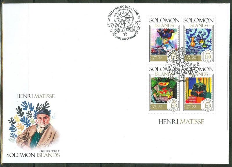 SOLOMON ISLANDS 2013 HENRY MATISSE SHEET FDC