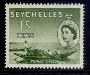 SEYCHELLES QEII SG177, 15c deep yellow-green, M MINT.