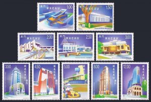 Macao 989-998, MNH. Modern Buildings, Construction, 1999.