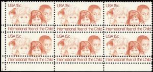 1772, MNH 15¢ IYC Block of 6 With DOUBLE Perforations ERROR - Stuart Katz