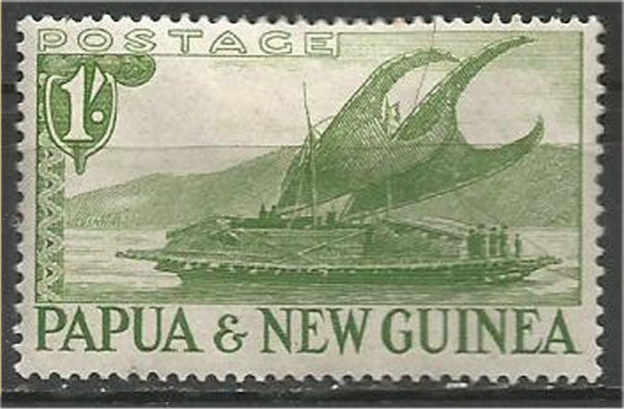 PAPUA NEW GUINEA 1952, MH 1sh  Trading canoe. Scott 131