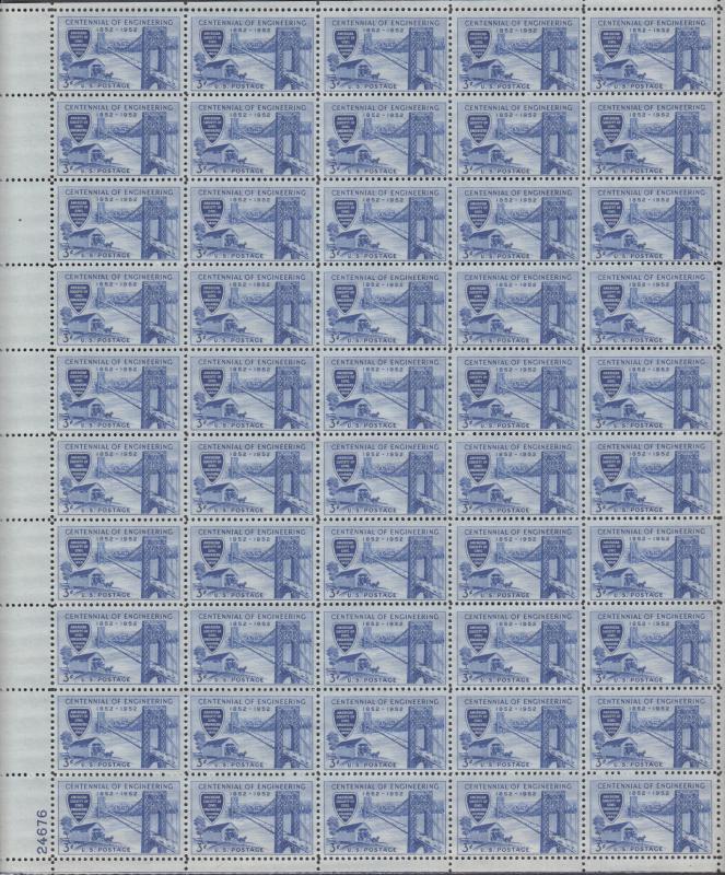 US #1012   Centennial of Engineering   Full sheet of 50  MNH