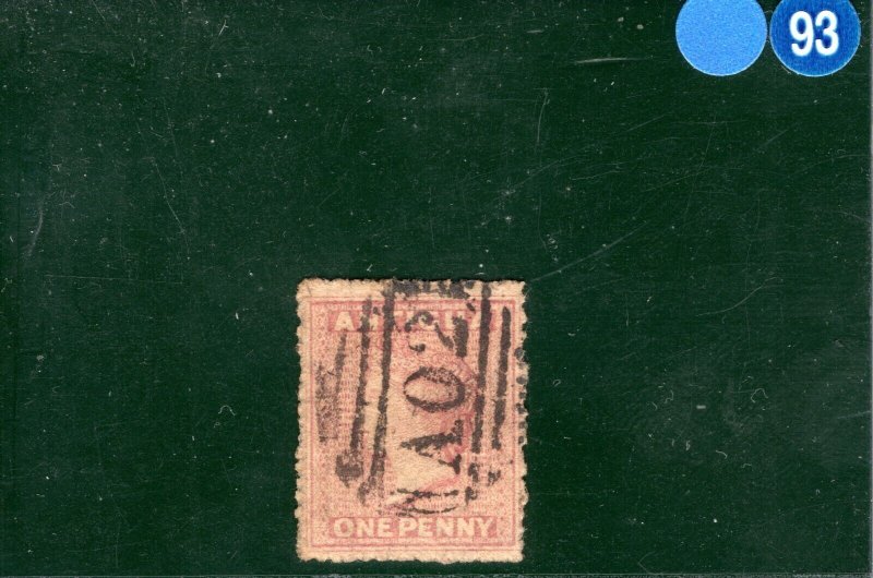 ANTIGUA QV Classic Stamp SG.6 1d Dull Rose (1864) Used A02 Cat £55- BLBLUE93