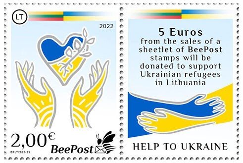 BEEPOST LITHUANIA - 2022 - Support Ukraine - Perf 1v & Tab - M N H-Private Issue