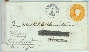 BK0297 - INDIA - POSTAL HISTORY - Stationery to SWEDEN forwarded to FINLAND 1898