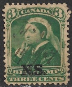 CANADA NOVA SCOTIA 1868 QV 3c BILL STAMP REVENUE VDM. NSB4 USED