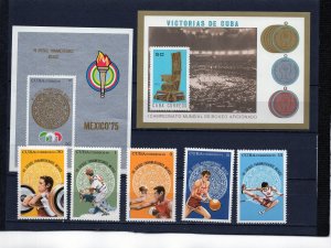 CUBA 1975 SPORTS SET OF 5 STAMPS & 2 S/S MNH