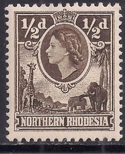 Northern Rhodesia 1953 QE2 1/2d Deep Brown MM SG 61 ( B331 )