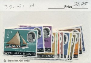 PITCAIRN ISLANDS #39-51, Mint Hinged, Scott $21.25