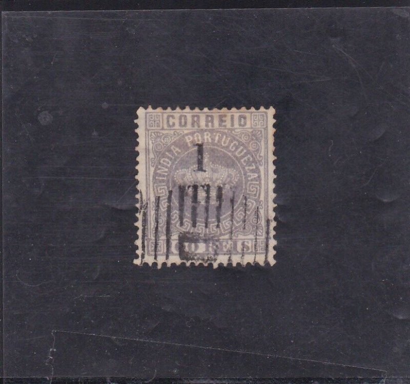 PORTUGUESE INDIA  CROWN SURCHARGED  1 T / 100R. Perf. 12,5   AF # 92