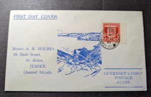 1941 Guernsey Channel Islands First Day Cover FDC to St Helier Jersey New Stamp