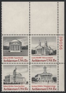 SC#1779-82 15¢ American Architecture Plate Block: UL#39056 (1979) MNH