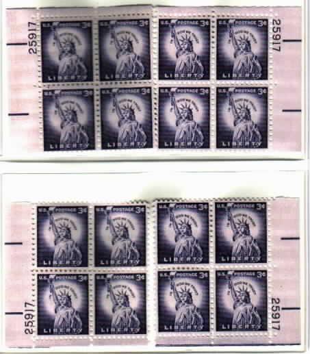 #1035 3c Liberty NH Plate Block #25917 dry printed