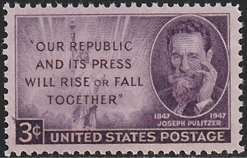 946 MNH single Joseph Pulitzer - no per item S&H fee