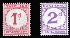 Swaziland #J1-2 Cat$16, 1933 Postage Dues, set of two, 1p hinged, 2p never hi...