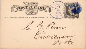 United States Hampshire Lebanon 1879 blue segmented cork  Postal Card.