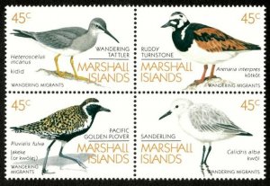Marshall Islands 1989 - Wandering Migrant Birds - Block of 4 - Scott 225a - MNH