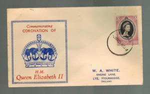 1953 Malaya Perlis Coronation England first day cover QE2 Queen Elizabeth II