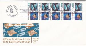 Palau # 75a, 76a & 76b, Marine Life Booklet Panes, 1st Days