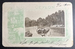 1900 Ceylon Censored Postcard Cover Diyatalawa to Frankfurt Germany