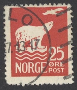 Norway Sc# 110 Used 1925 25o Polar Bear & Airplane