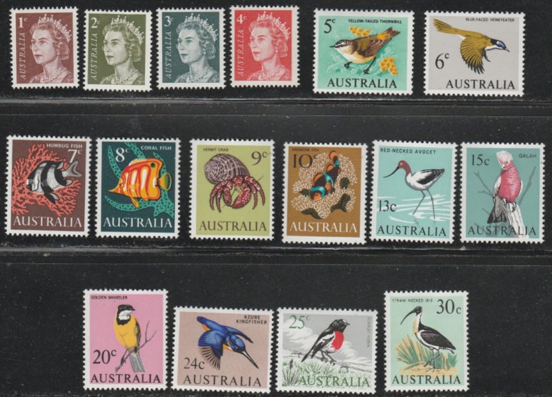 Australia #394-411 MNH Short Set of 16 cv $34.55