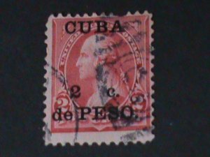 CUBA-1899-SC#222-ST-1035-CUBA OVPT. ON GEORGE WASHINGTON-USED-VF 127 YEARS OLD