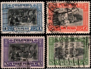 Colombia #C130-C133, Incomplete Set(4), High Values to Set, 1941, Used