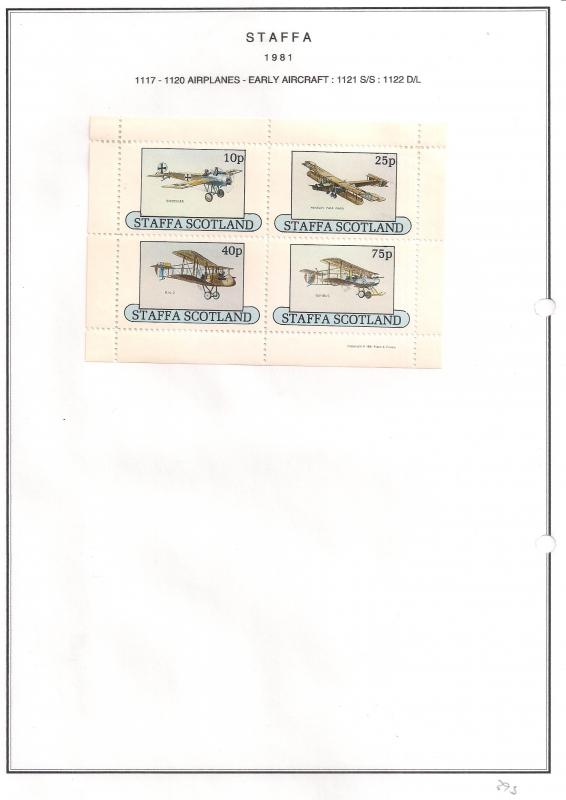 SCOTLAND - STAFFA - 1981 -Early Aircraft #1 - Perf 4v Sheet - M L H