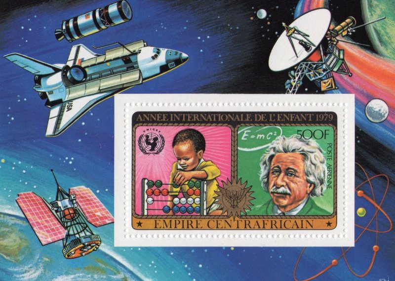 Central African Empire 1979 Sc#C208 EINSTEIN-SPACE-YEAR CHILD ICY S/S (1) MNH