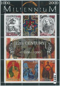 M1911 - TAJIKISTAN, 1999 MINIATURE SHEET: Millennium, 12th century Art, Religion