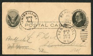 1904 US Postal Card McKinley 1c Readfield ME AOUW Lodge Assessment Notice