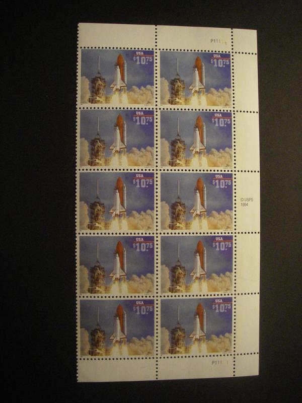 Scott 2544A, Half sheet, $10.75 Space Shuttle, #P11111, MNH Express Mail Beauty