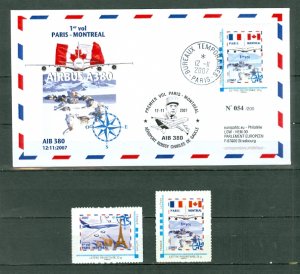 FRANCE  2007 A380 COVER(54/200) 1st FLIGHT to MONTREAL & PERSONALIZED #3362-63