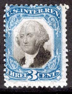 R105 - 3c - Blue and Black - US Second Issue Revenue