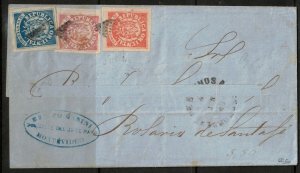 Uruguay #18c #18 #23 Extra Fine Used On Cover To Argentina Cancelled By Diamond