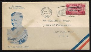 US 1928 KEY WEST FLORIDA TO HABANA CHARLES LINBERG GOODWILL TOUR COVER