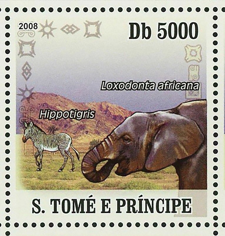 African Elephants Stamp Loxodonta Africana Giraffe Zebra S/S MNH #3420-3423